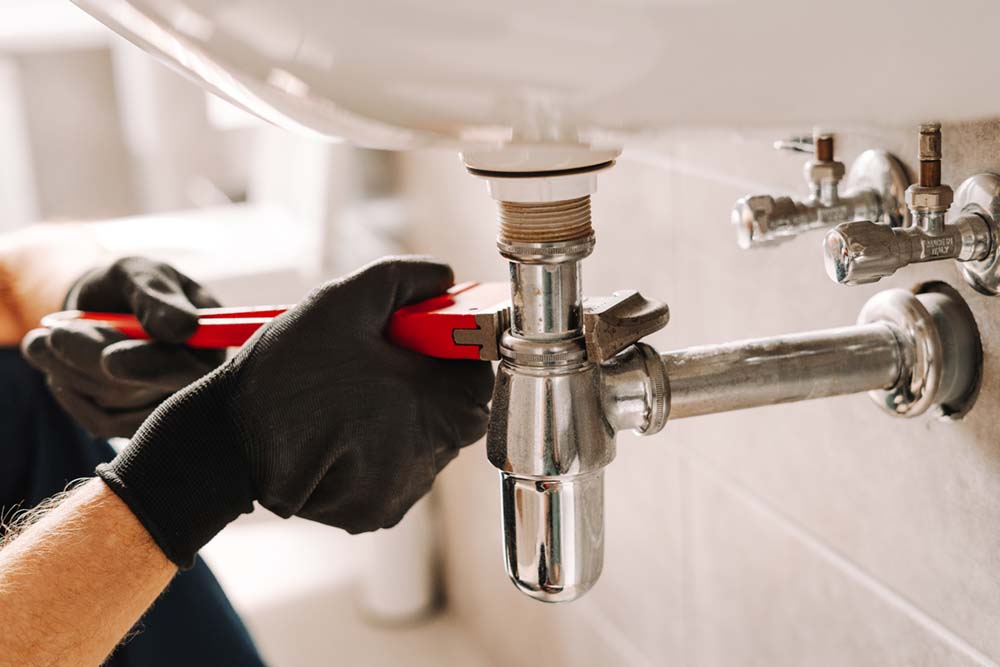 Plumbing repair in progress